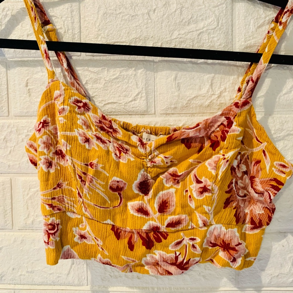 Yellow/orange floral crop top